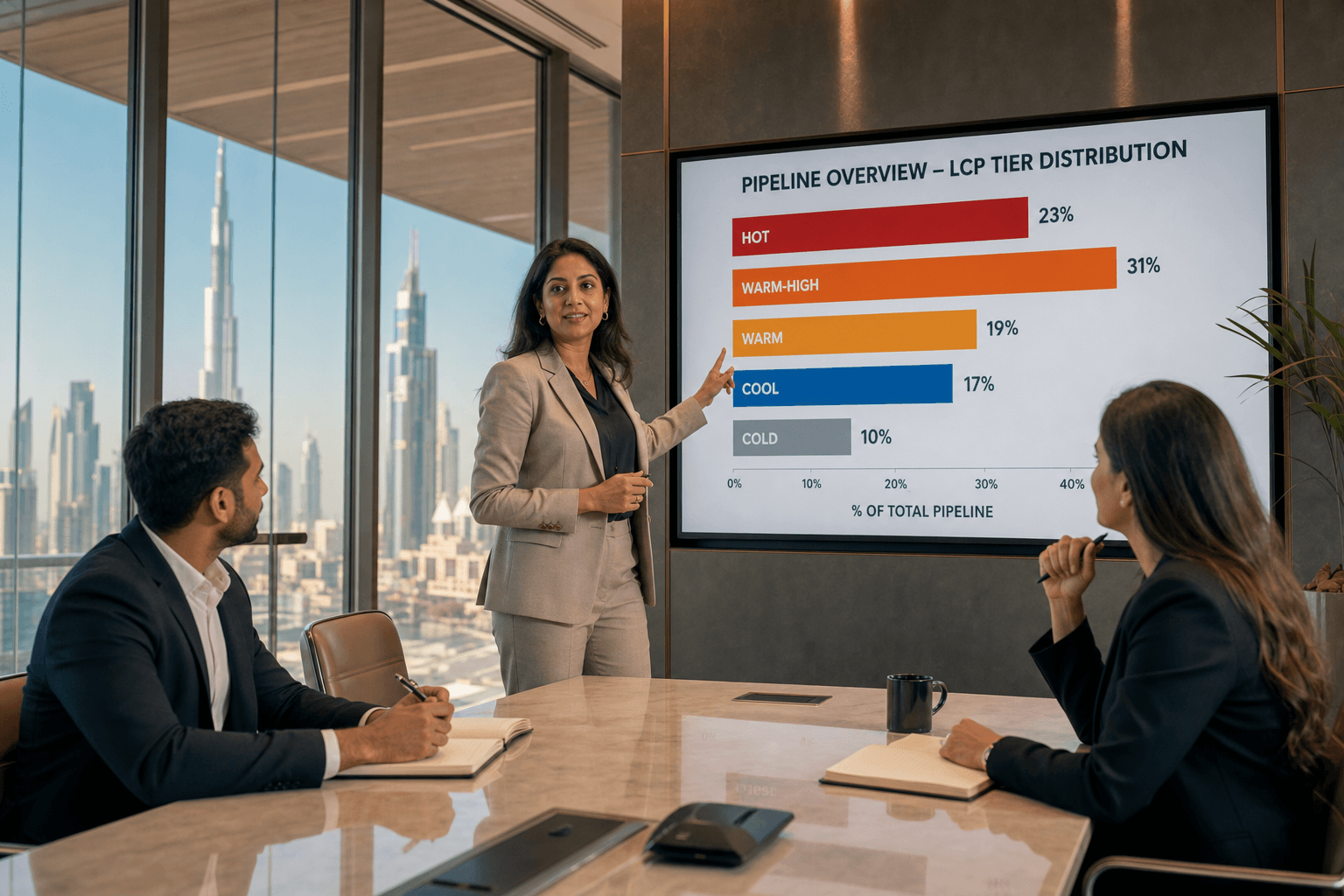 Sales manager dashboard showing LCP distribution across the team pipeline